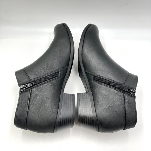 Lifestride Womens Size 11 Alexi Black Faux Vegan Leather Ankle Boots Booties - Picture 8 of 13